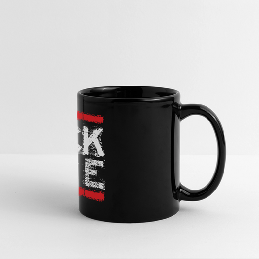 “Political protest mug with FCK ICE stencil text and red framing. Anti-ICE statement cup for activists.”